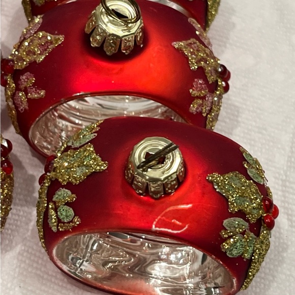 BOMBAY Company Christmas Ornament Shaped Place Card Holders Red Glass Set Of 10 - Picture 10 of 16